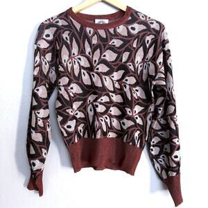 HAPPY SHEEP Italy brown tan beige metallic lurex Pine long sleeve sweater top